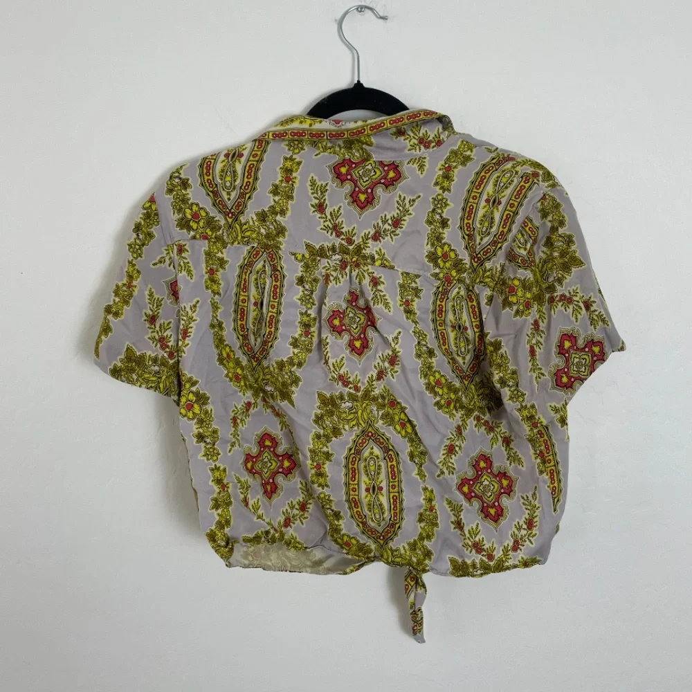 ⭐️Echarpe Button Down Chic Girly Hipster Hippie Paisley Boho Bohemian Classy Top - Picture 8 of 9